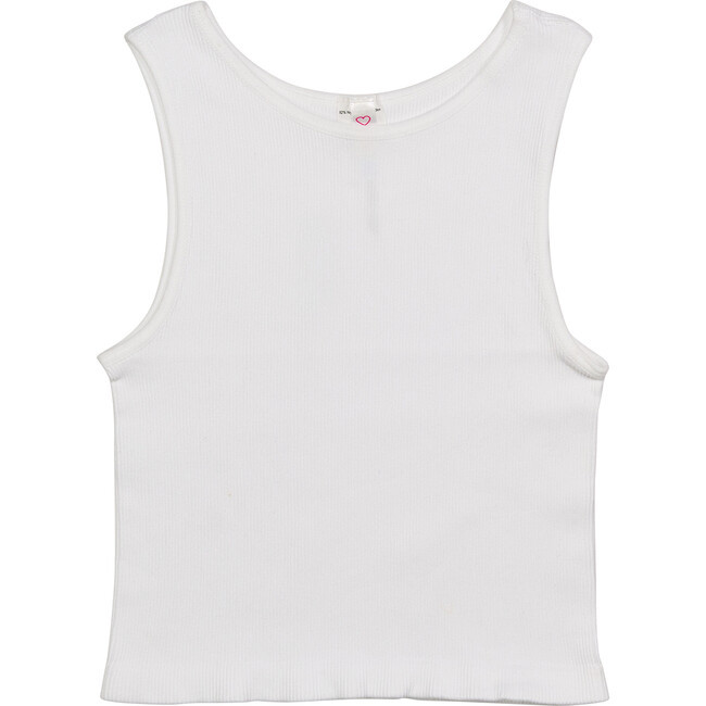 Malibu Sugar | Ribbed Crop Sports Tank Top, (White, Size 8-12Y) | Maisonette | Maisonette
