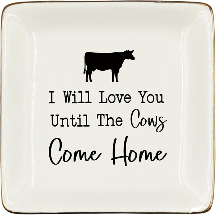 WODMIS I'll Love You Until The Cows Come Home Ceramic Jewelry Tray Dish, Mother's Day Cow Lovers ... | Amazon (US)