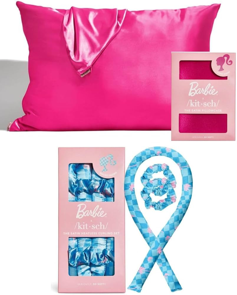 Barbie x Kitsch Satin Pillowcase & Satin Heatless Curling Set with Discount | Amazon (US)
