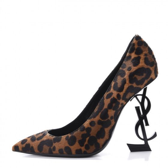 SAINT LAURENT Calf Hair Leopard Print Opyum 110 Pumps 35 Brown | Fashionphile