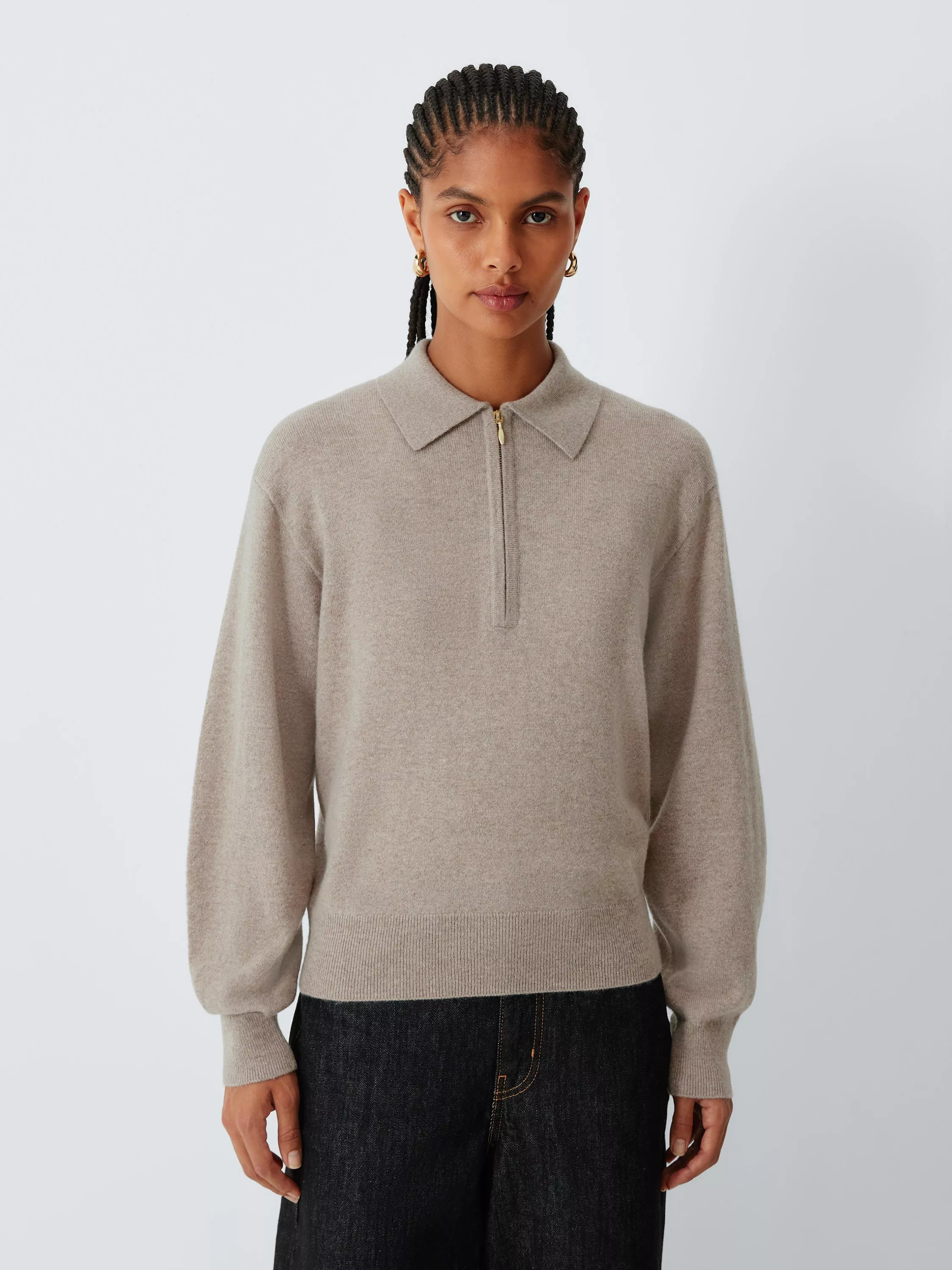 John Lewis Cashmere Zip Neck Collar Jumper | John Lewis (UK)