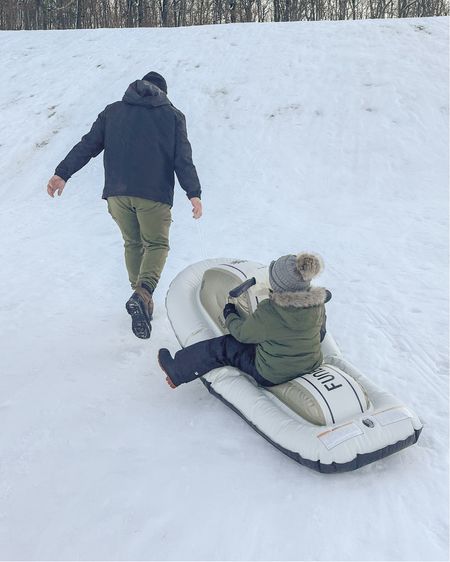 It finally snowed ❄️ so we took our Funboy snowmobile out for a ride and it was a hit! So much fun, easy to hold on to, and looks so cool sledding down the hill! 10/10 recommend 😎 

#LTKkids #LTKSeasonal #LTKfamily