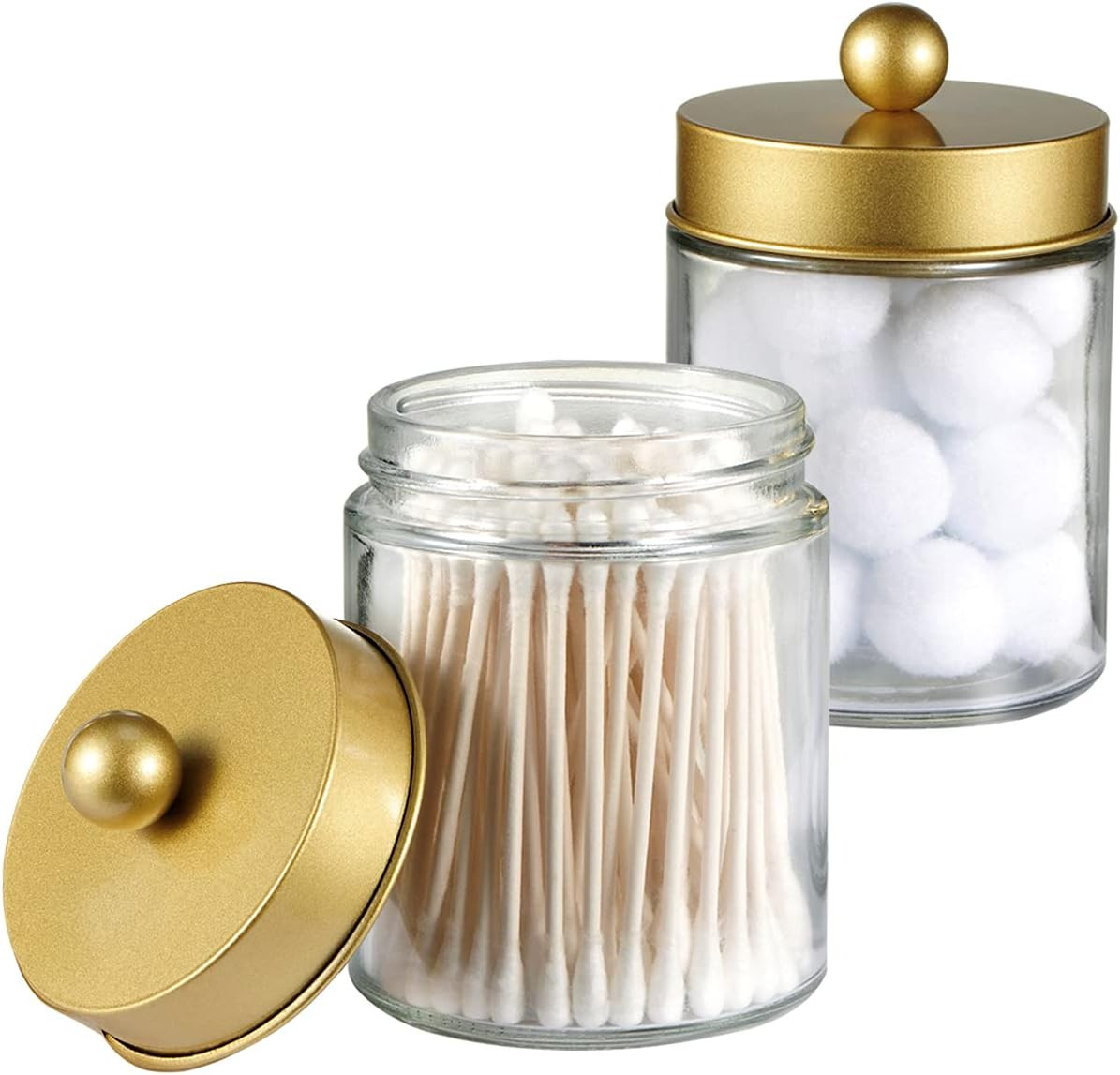 6 Pack Apothecary Jars Bathroom Vanity Organizer- Rustic Farmhouse Decor Storage Canister with St... | Amazon (US)