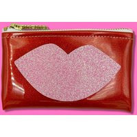 Pink Glitter Lips Pouch - Lipstick Holder, Valentines Day Gift | Etsy (US)