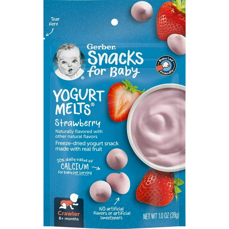 Gerber Snacks for Baby Yogurt Melts, Strawberry, 1 oz Bag | Walmart (US)