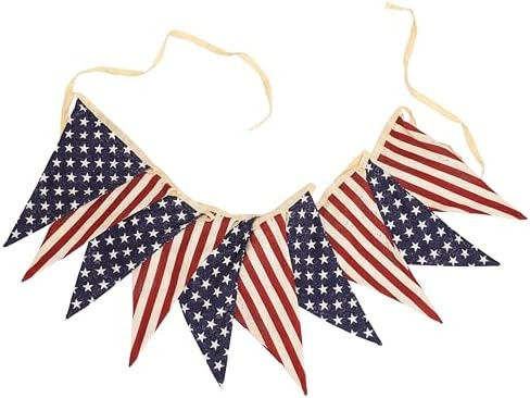 Vintage Stars and Stripes American Flag Bunting Banner, 5 Meter Cotton Garland with 10 Double-Sid... | Amazon (US)