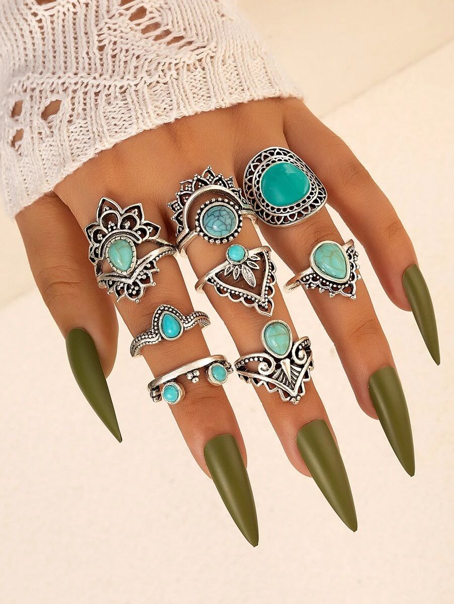 8pcs Turquoise Decor Ring
   
      SKU: sj2208272203450547
          (100+ Reviews)    $4.00    ... | SHEIN