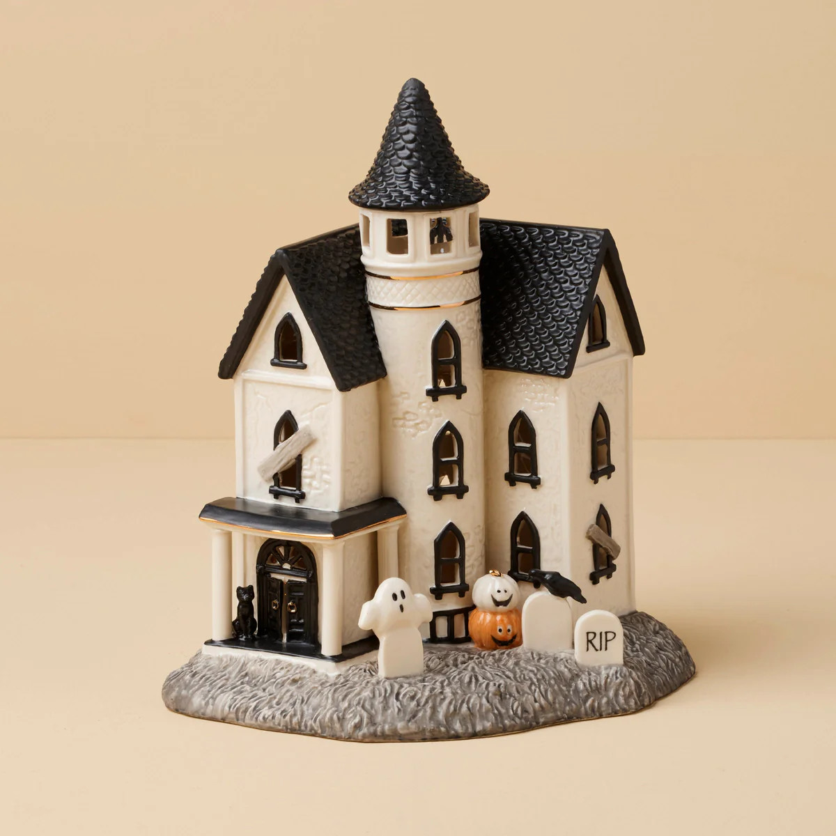 Vintage Halloween Lit Manor Figurine | Lenox