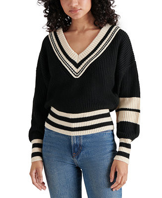 Women's Jen V-Neck Tipping-Detail Sweater | Macy's