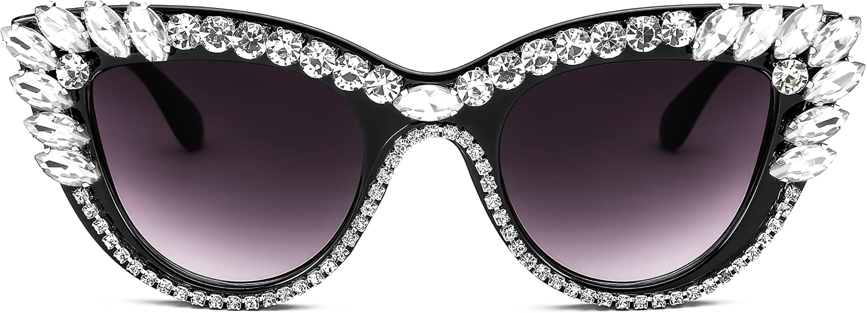 FEISEDY Retro Cat Eye Women Sunglasses Crystal Rhinestone Sparkling Bejewelled Vintage Sunnies B4... | Amazon (US)