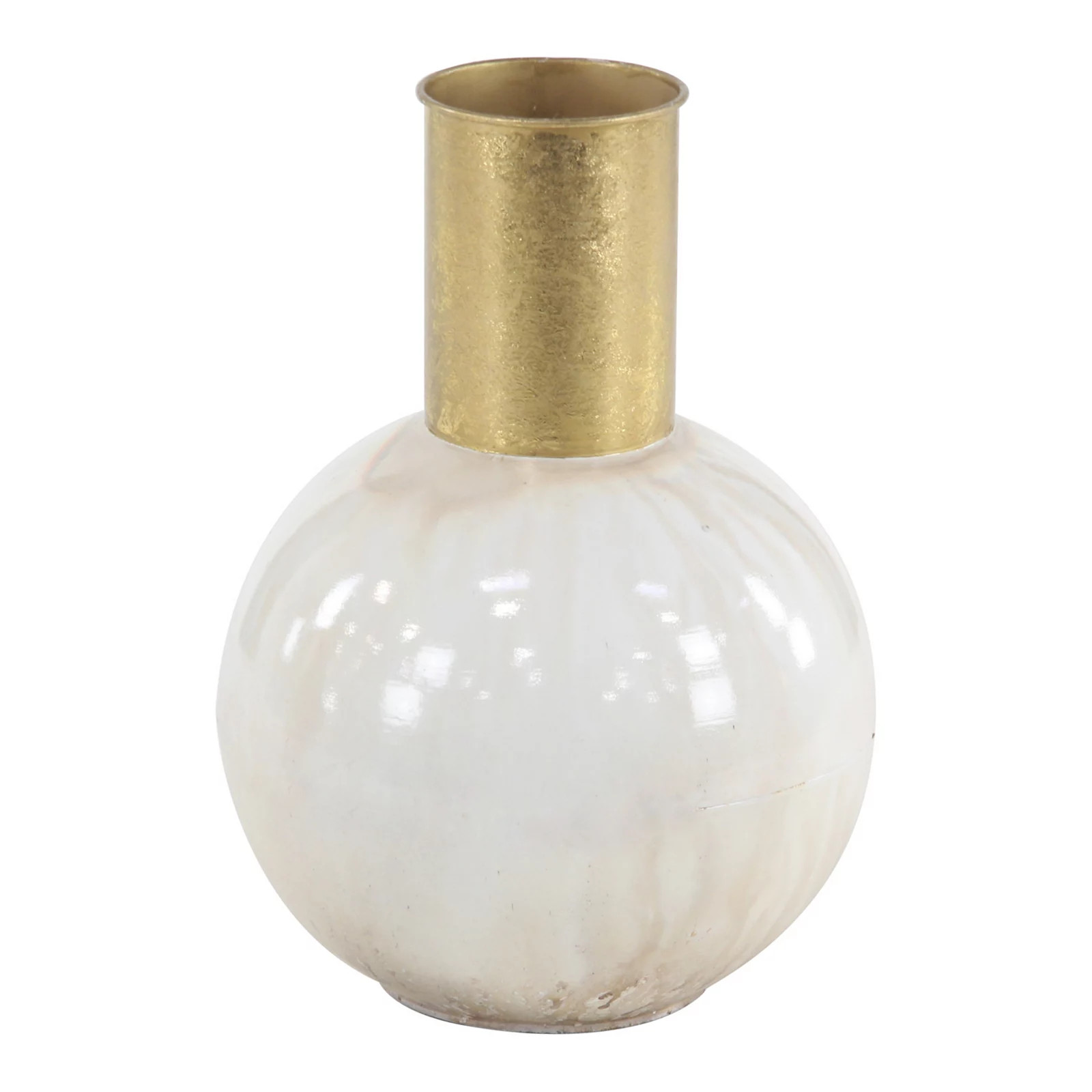 Stella & Eve Modern Style Round Gold & White Metal Vase, Medium | Kohl's