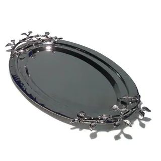 Heim Concept Sparkle Silver Leaf Oval Tray | Bed Bath & Beyond