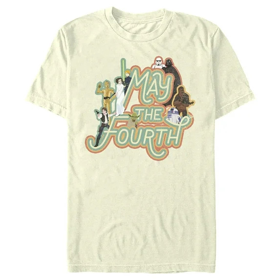 Men's Star Wars May the Fourth Classic Characters  Graphic Tee Beige 3X Large | Walmart (US)