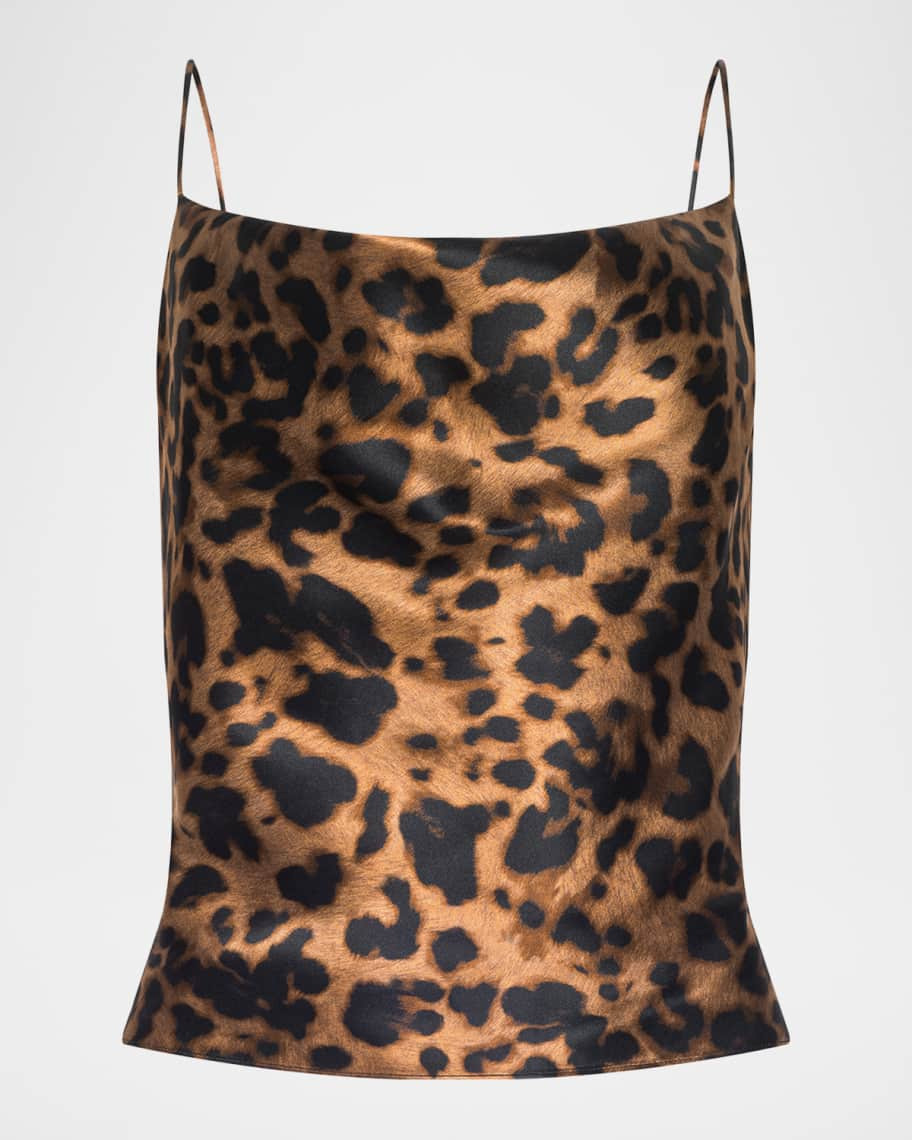 Leopard Calista Cowl-Neck Silk Camisole | Neiman Marcus
