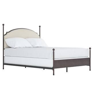 HomeSullivan Cream Curved Top Cherry Brown Metal Poster Queen Bed 40E638BQ-1WL - The Home Depot | The Home Depot