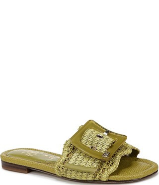Bambi Raffia Oversized Buckle Detail Slide Sandals | Dillard's