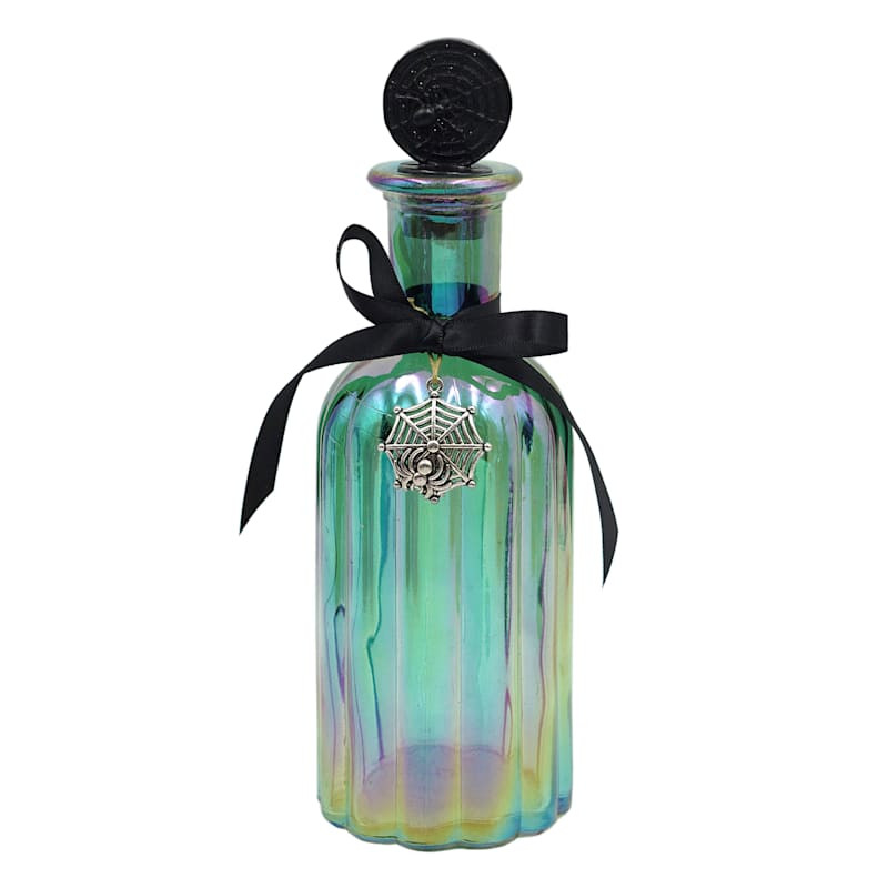 Green Luster Glass Halloween Bottle, 9" | At Home