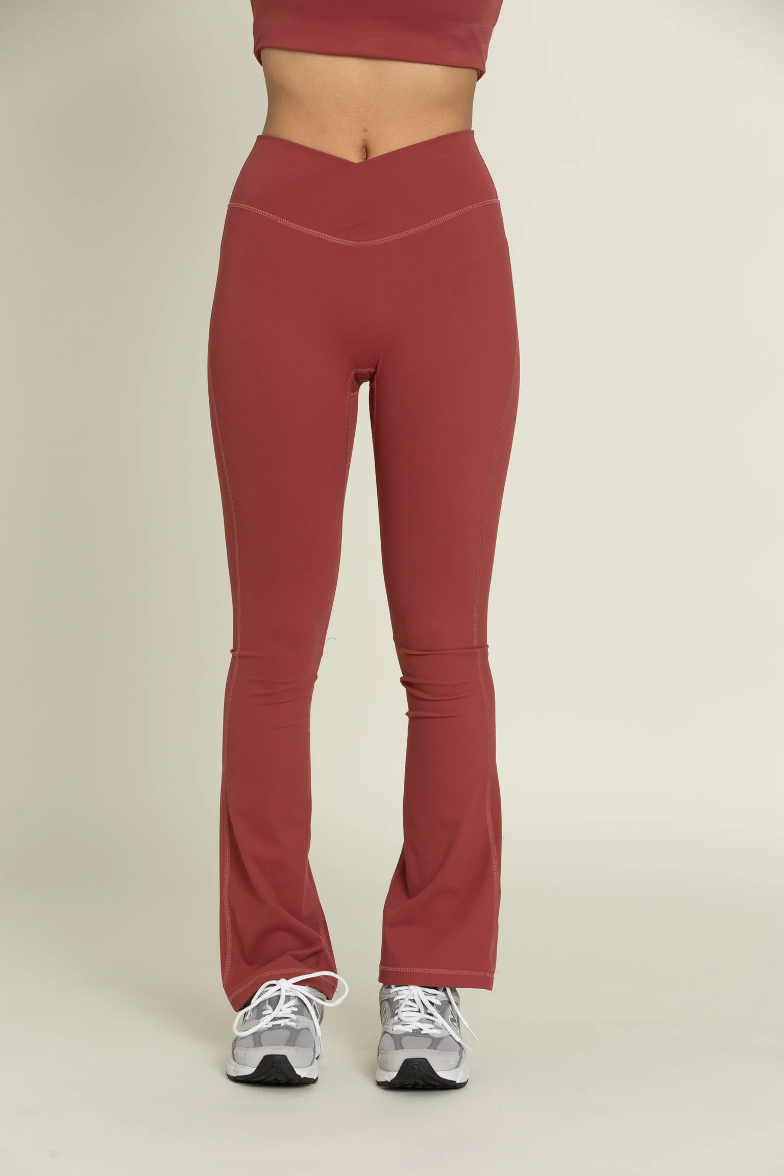 Pale Red Flare Yoga Pants | Gold Hinge