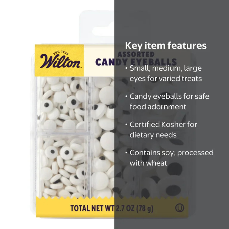 Wilton Edible Candy Eyeball Sprinkles Halloween Googly Eyes Black & White 2.75 oz. | Walmart (US)