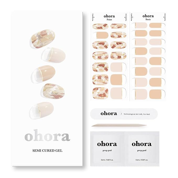 ohora Semi Cured Gel Nail Strips (N Ombre Beige) - Works with Any Nail Lamps, Salon-Quality, Long... | Amazon (US)