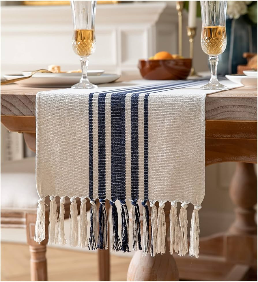 Boho Table Runner for Modern Farmhouse Decor, Dining Table d\u00e9cor 13 x 72 Inch Long with Hand... | Amazon (US)