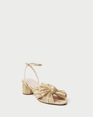 Dahlia Gold Pleated Bow Heel | Loeffler Randall