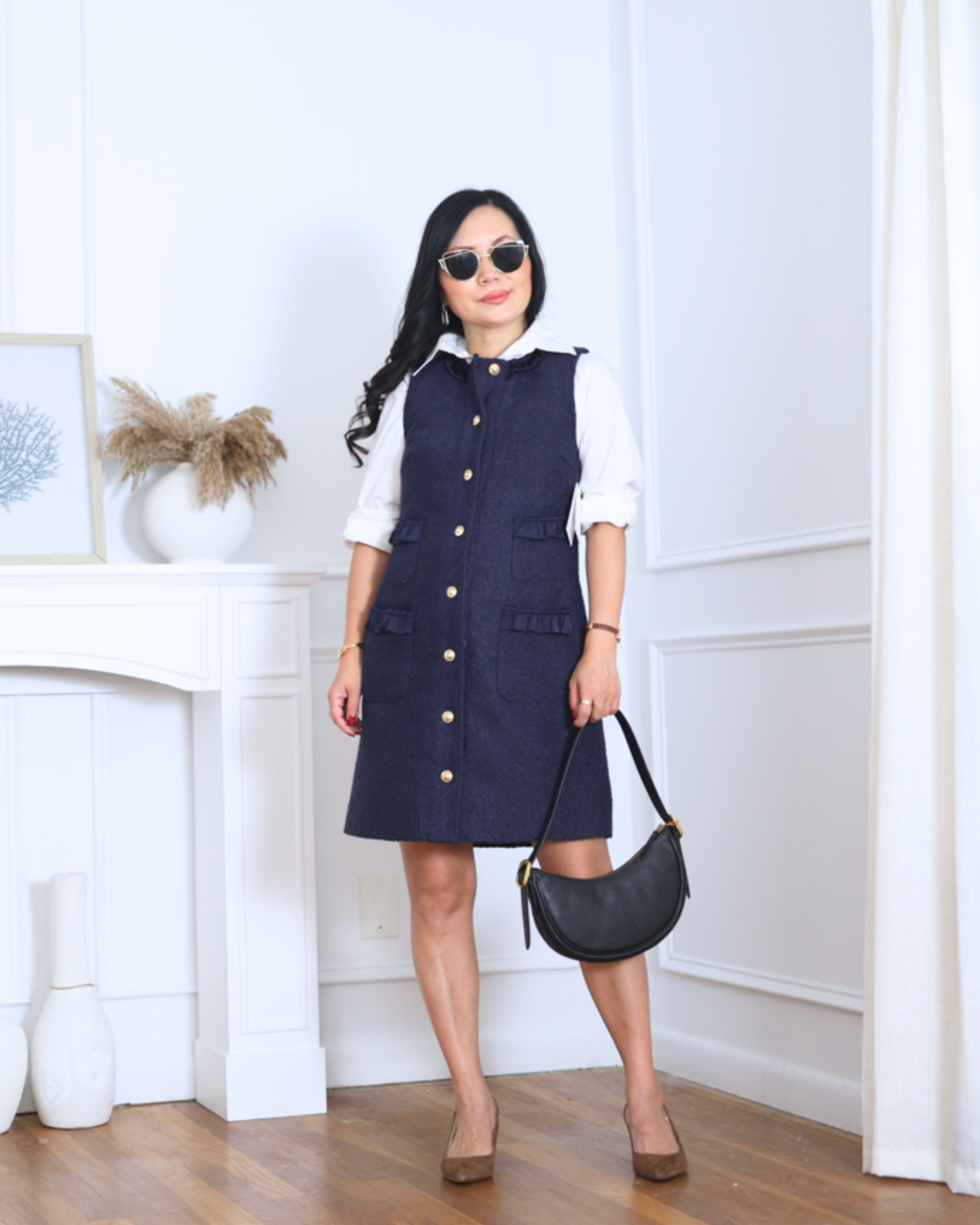 A tailored shift dress is one of those timeless silhouettes I always reach for, especially on a petite frame. This FREE ASSEMBLY dress from Walmart has such chic details with the button front and subtle trim, making it effortless to style solo or layered over a polo top for fall. I’m wearing size xs. 

 #LTKSeasonal #LTKOver40 #LTKPetite