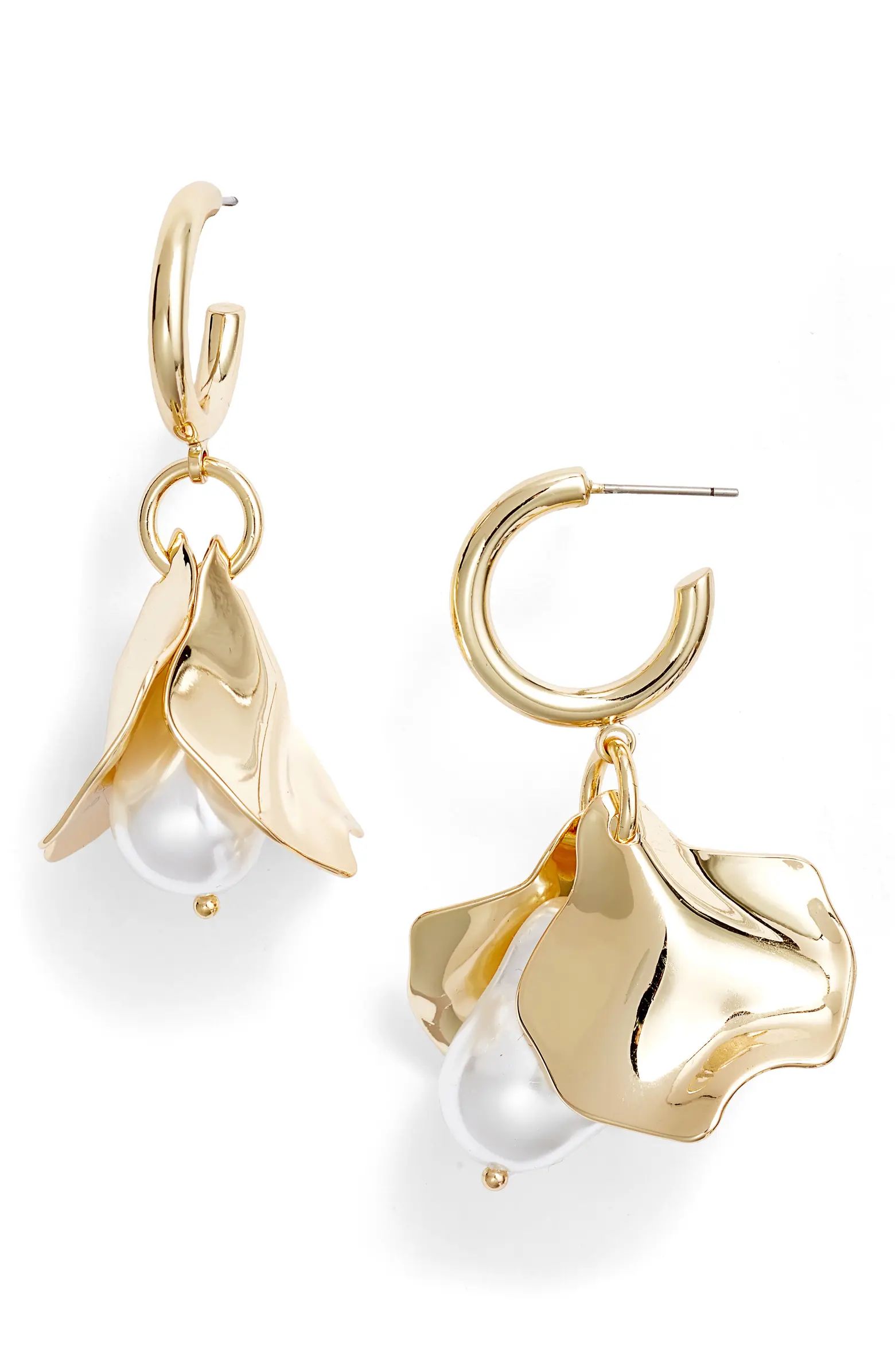 Petal & Imitation Pearl Drop Earrings | Nordstrom