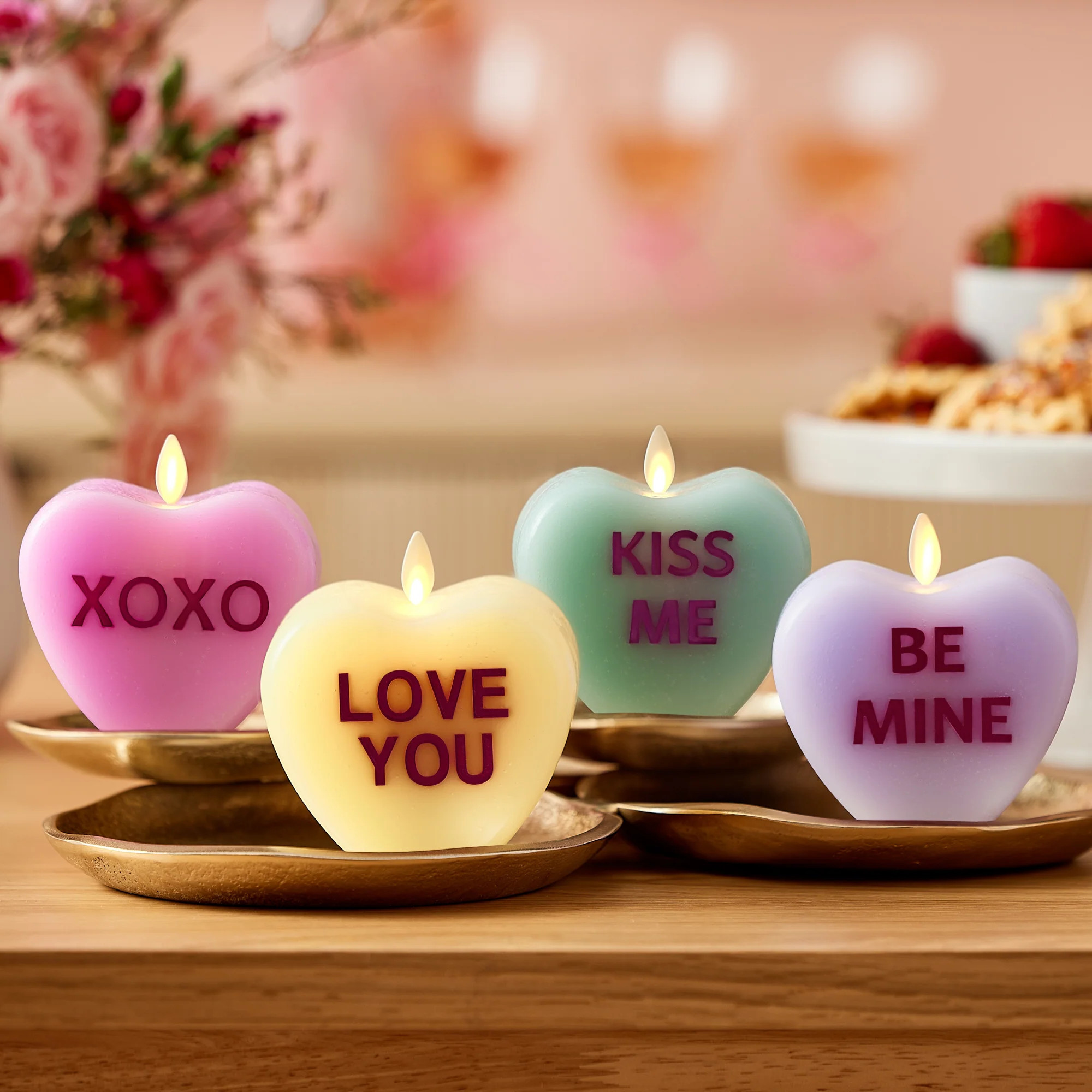 Gentle Lavender Flameless Candle Candy Heart "BE MINE" | Luminara