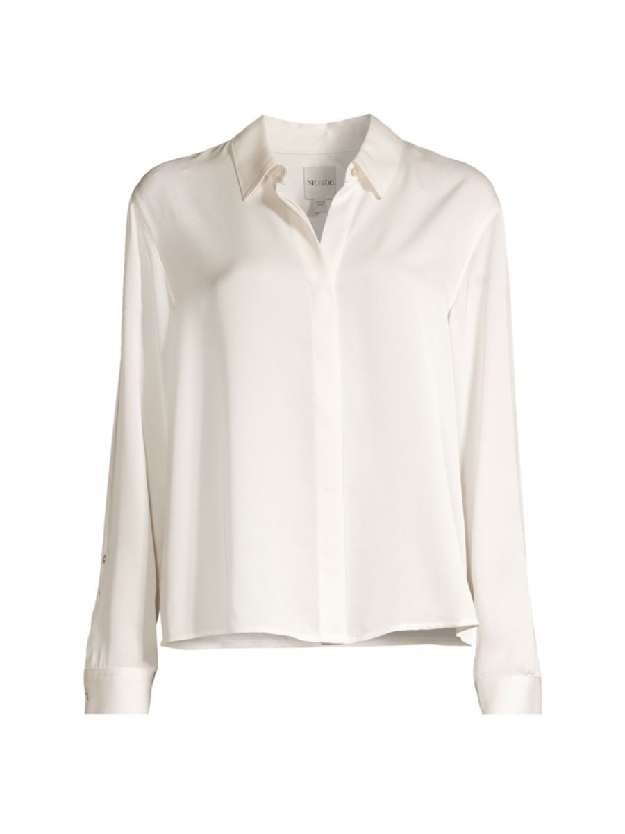 Plus Size Satin Chiffon Button-Front Shirt | Saks Fifth Avenue