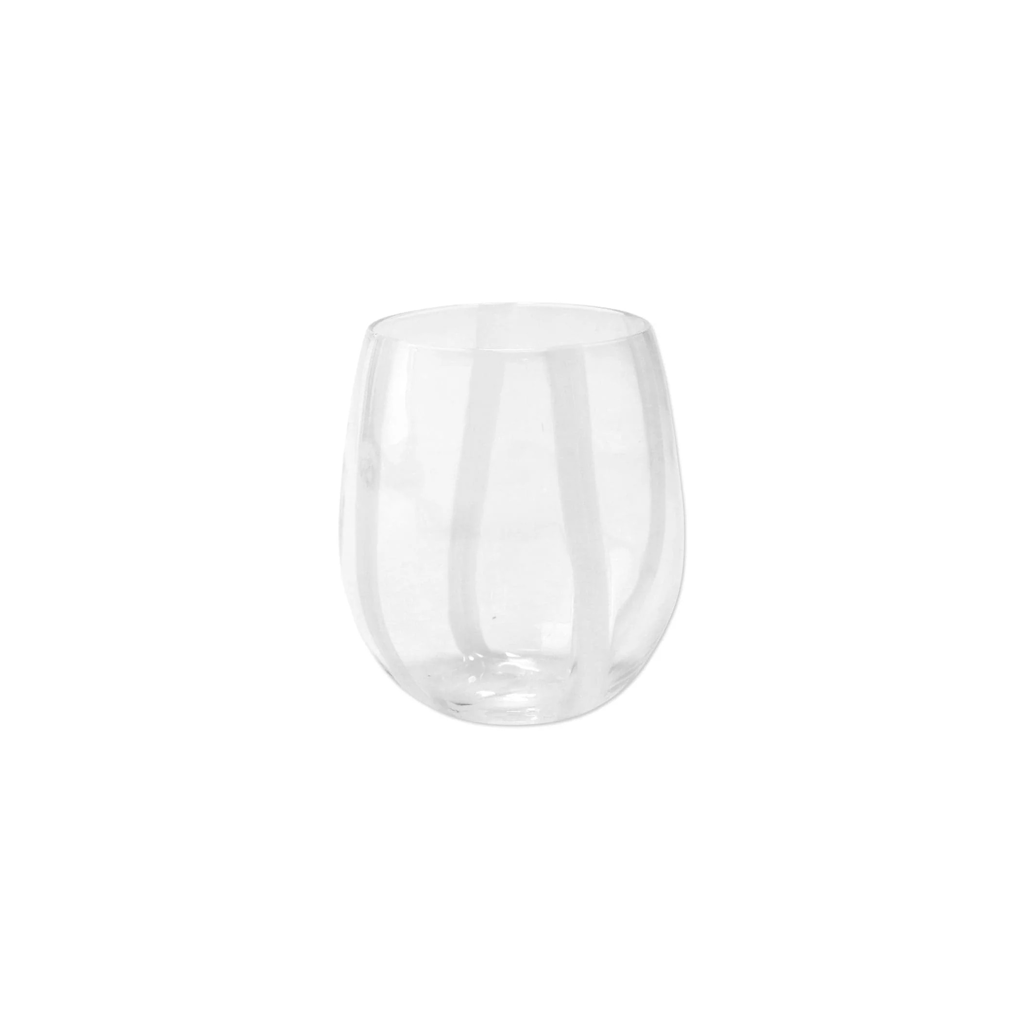 Stripe White Stemless Wine Glass | VIETRI
