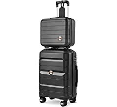 Somago 20IN Carry On Luggage and 14IN Mini Cosmetic Cases Travel Set Hardside Luggage with Spinne... | Amazon (US)