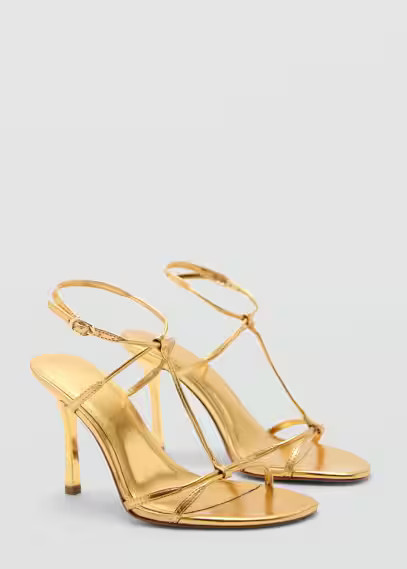 MANGO - Metallic strap sandals gold - 37 - Woman | Mango (US/MX/AU)