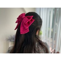 Shocking Pink Satin Barbie Hair Bow Shiny Hot Fuchsia With Barrette Gift For Girl Bachelorette Party Hen Do | Etsy (US)