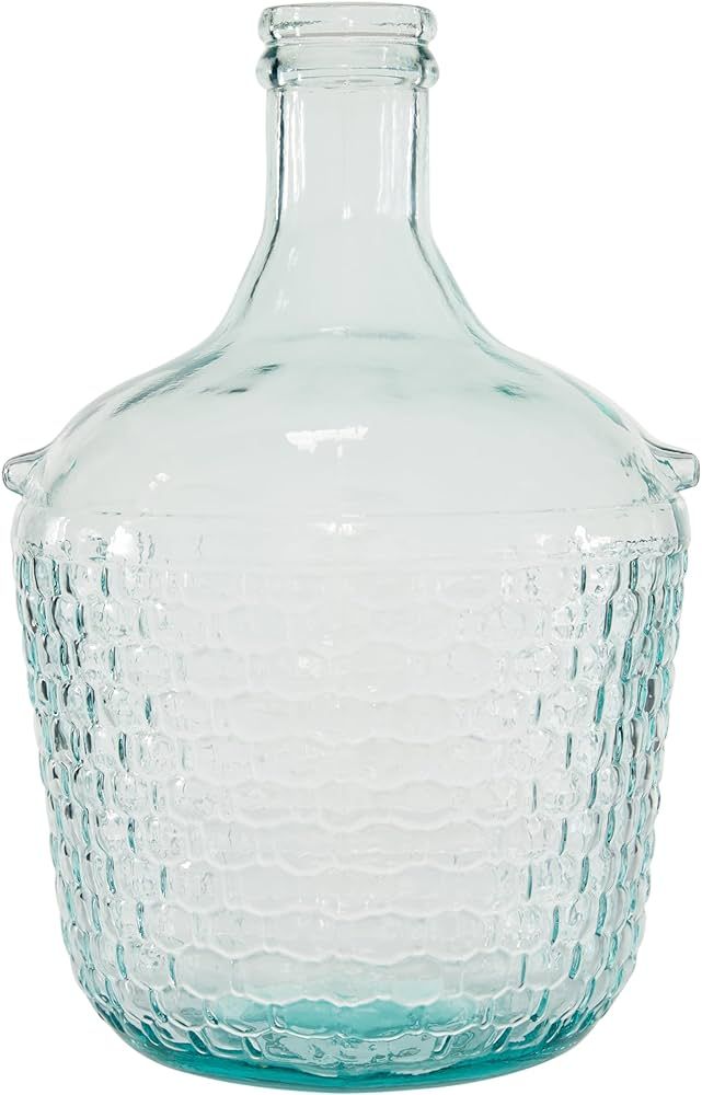 Deco 79 Recycled Glass Handmade Spanish Vase with Bubble Texture, 10" x 10" x 17", Blue | Amazon (US)