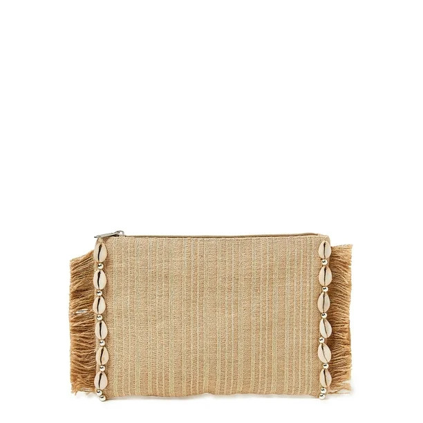 Magid Women’s Striped Metallic Clutch with Seashells and Frayed Edge Trim - Walmart.com | Walmart (US)
