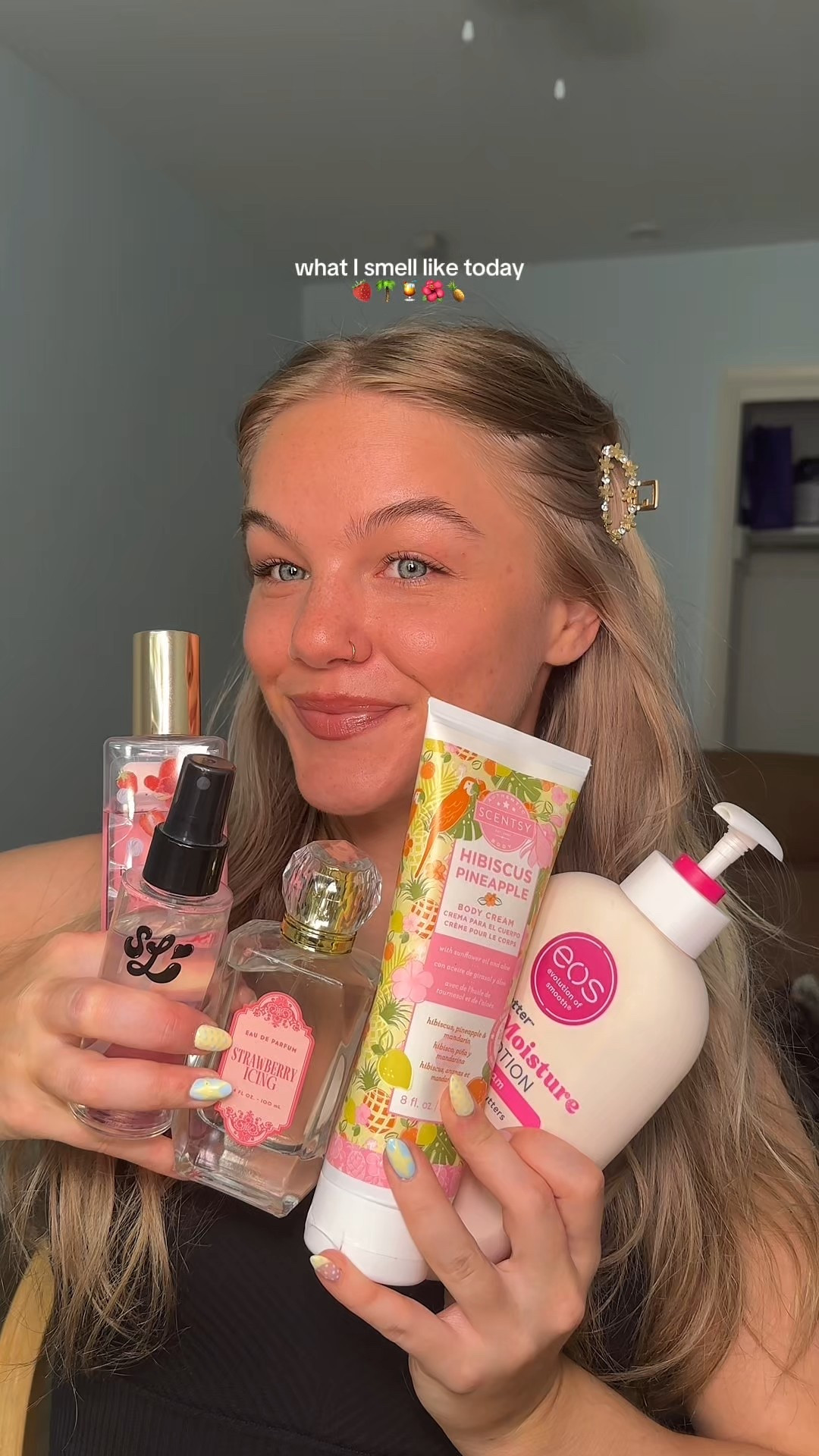 summer scent combo: tropical strawberry, pineapple, hibiscus, and salty bay