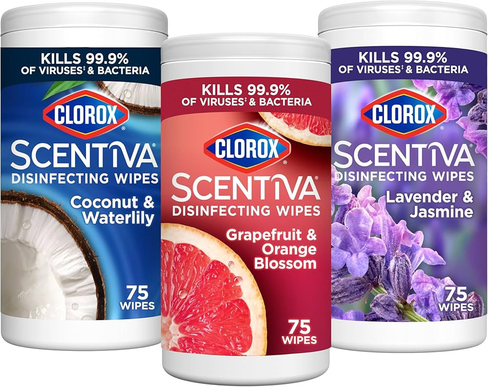 Clorox Scentiva Disinfecting Wipes, Lavender and Jasmine, Grapefruit and Orange Blossom, and Coco... | Amazon (US)