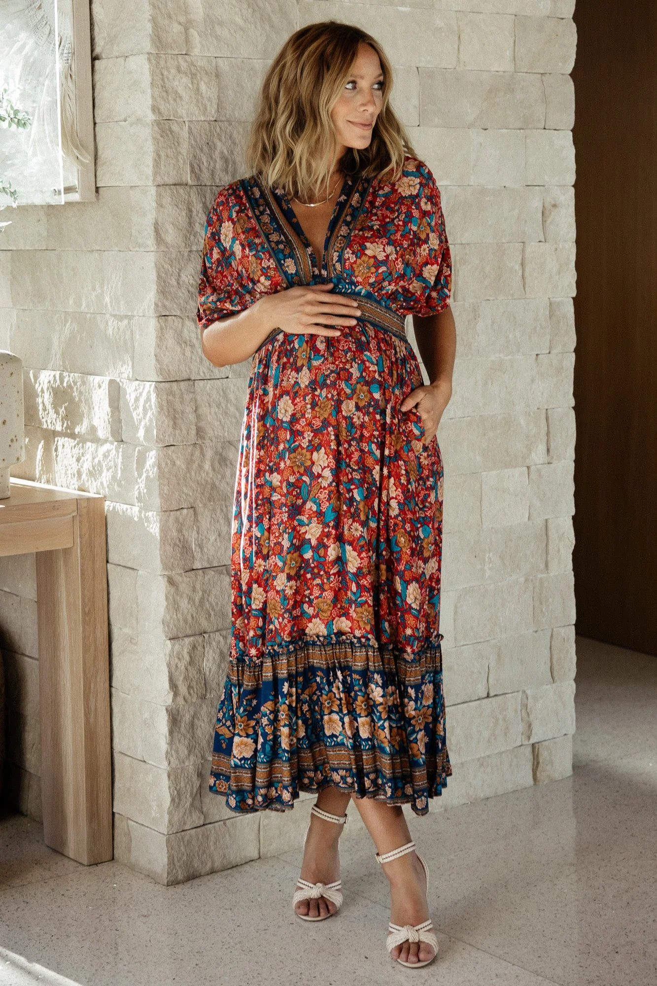 Leeanne Midi Dress | Red Multi Floral | Baltic Born