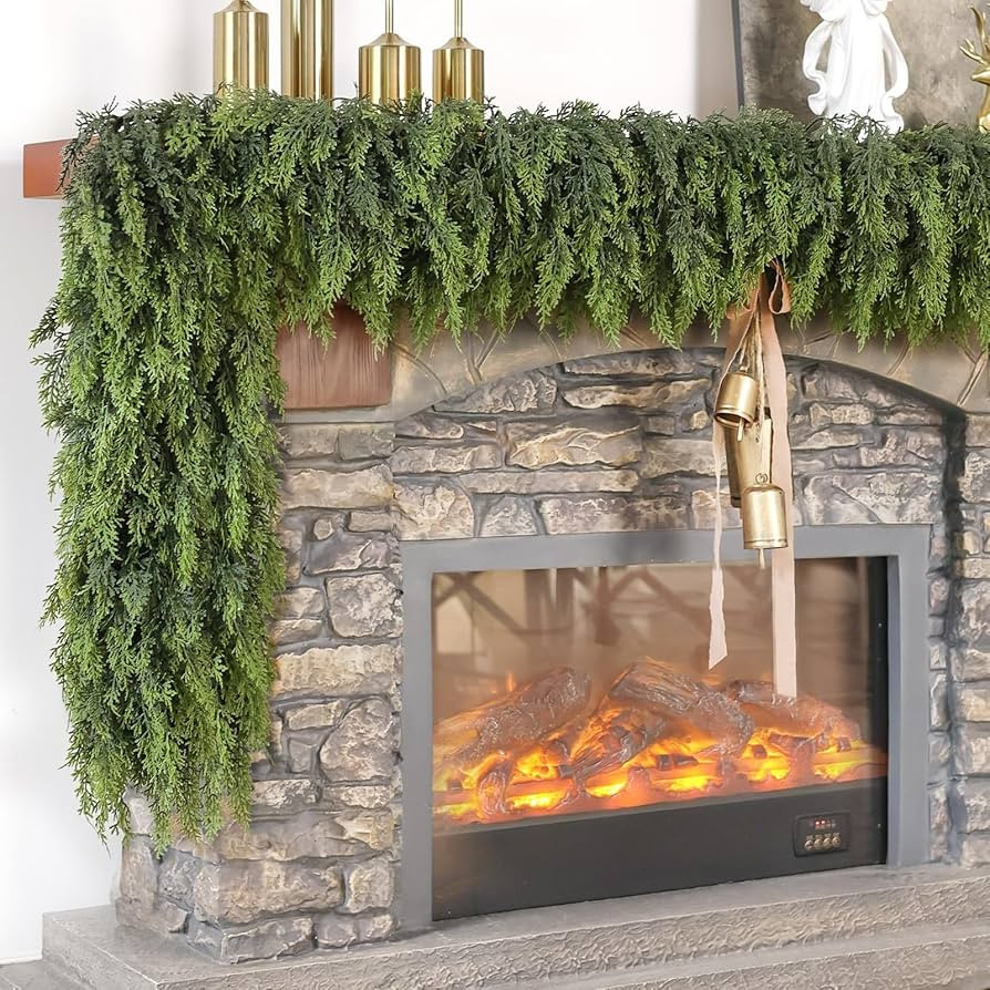 Christmas Cedar Garland - 6ft Artificial Cedar Garland Faux Lush Green Fake Pine Needles for Fire... | Amazon (US)