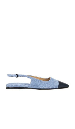 Tia Flat With Toe Cap in Blue Denim | Revolve Clothing (Global)