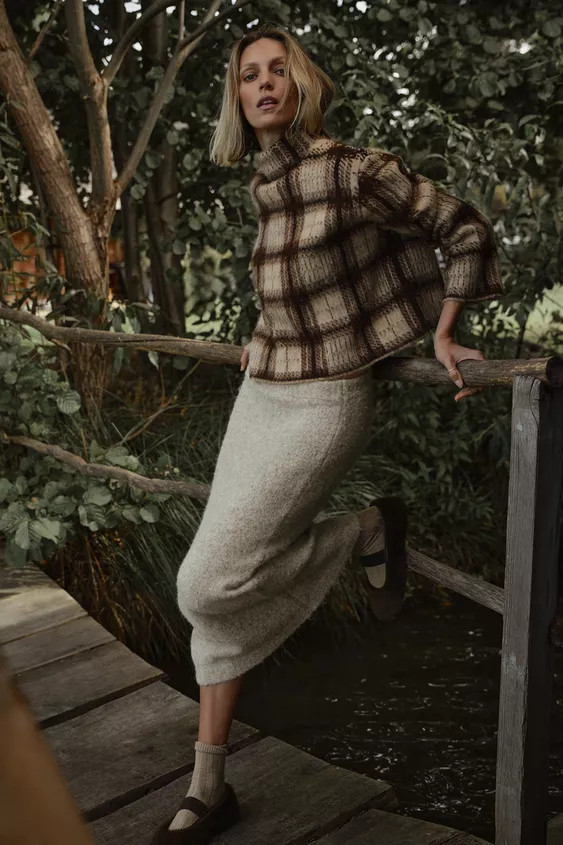 CHECK KNIT SWEATER WITH BRUSHED EFFECT | Zara UK