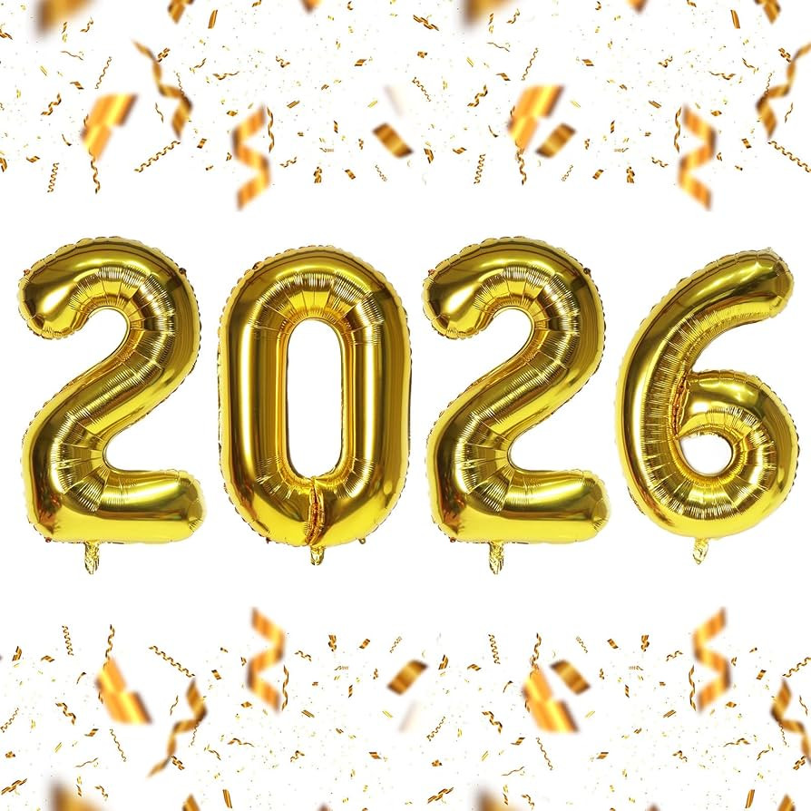 KALOR 16 Inch 2026 Gold Foil Number Balloons, 2026 New Years Decorations for 2026 Happy New Year ... | Amazon (US)
