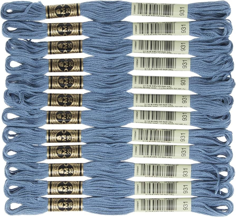 DMC 6-Strand Embroidery Cotton Floss, Medium Antique Blue | Amazon (US)
