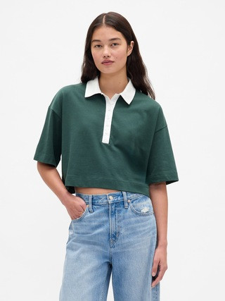 Organic Cotton VintageSoft Heavyweight Crop Polo Shirt | Gap (US)
