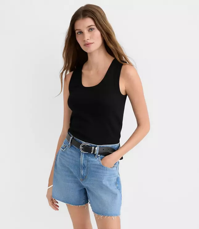 Perfect Ribbed Scoop Neck Tank Top | LOFT