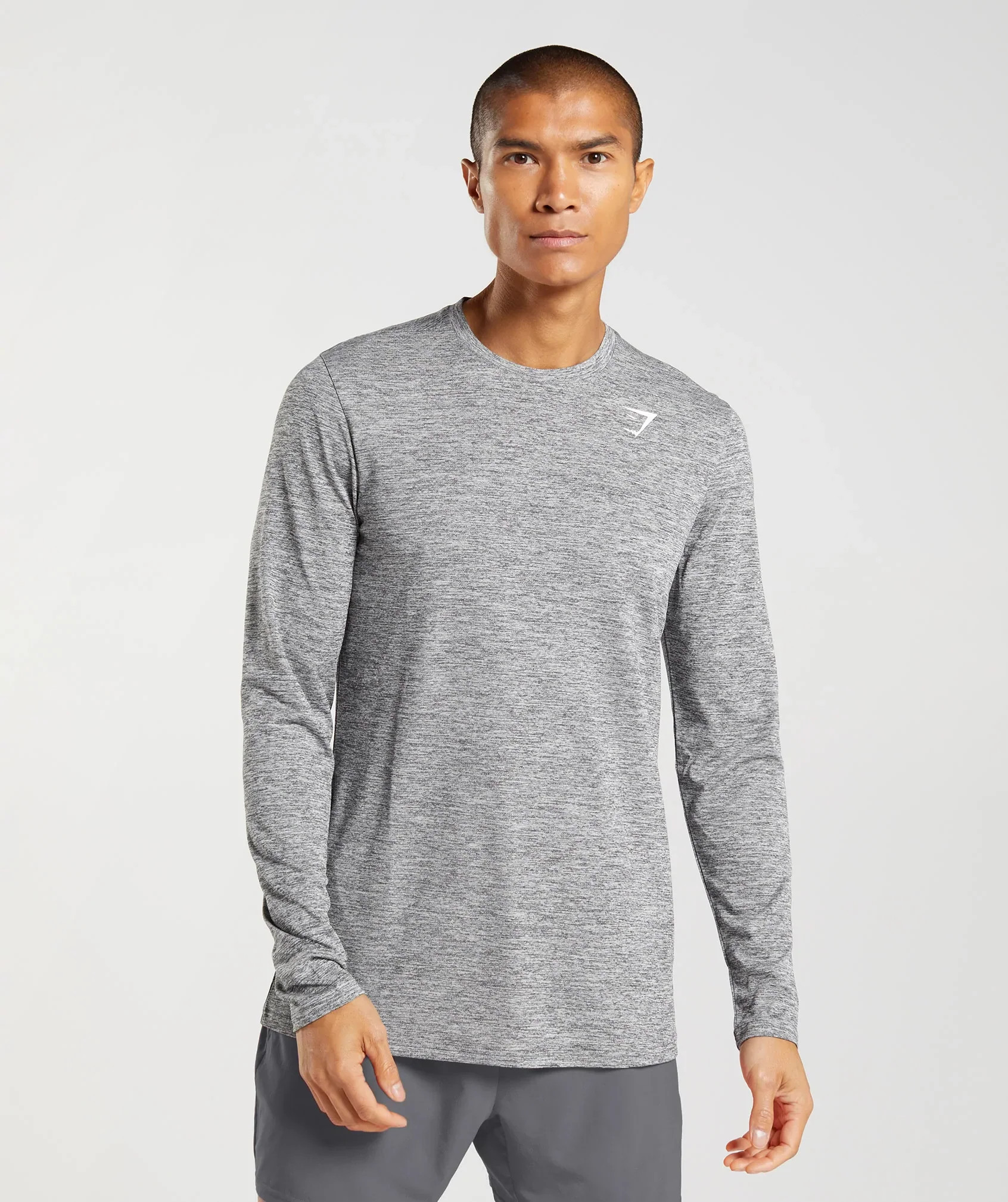 Gymshark Arrival Long Sleeve T-Shirt - Silhouette Grey/Light Grey Marl | Gymshark US