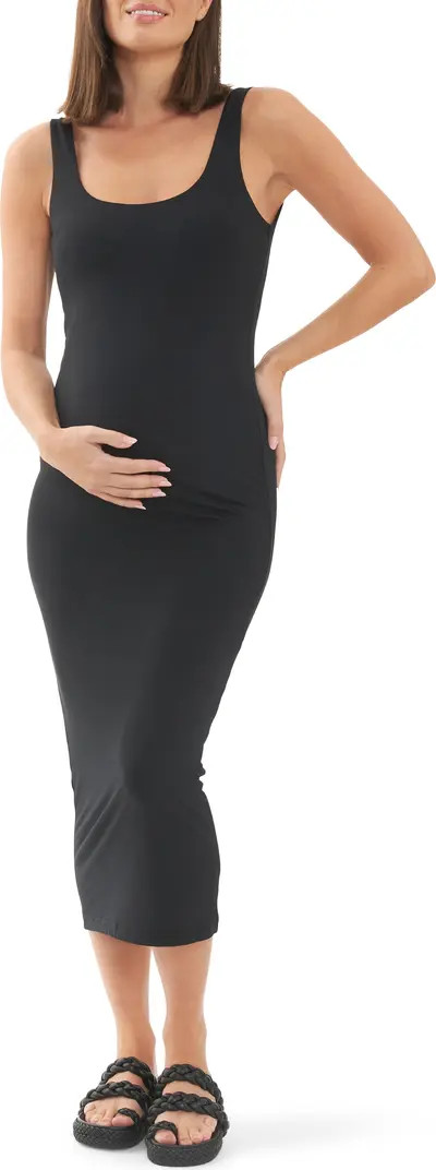 Ripe Maternity Luxe Knit Contour Stretch Jersey Midi Maternity Dress | Nordstrom | Nordstrom