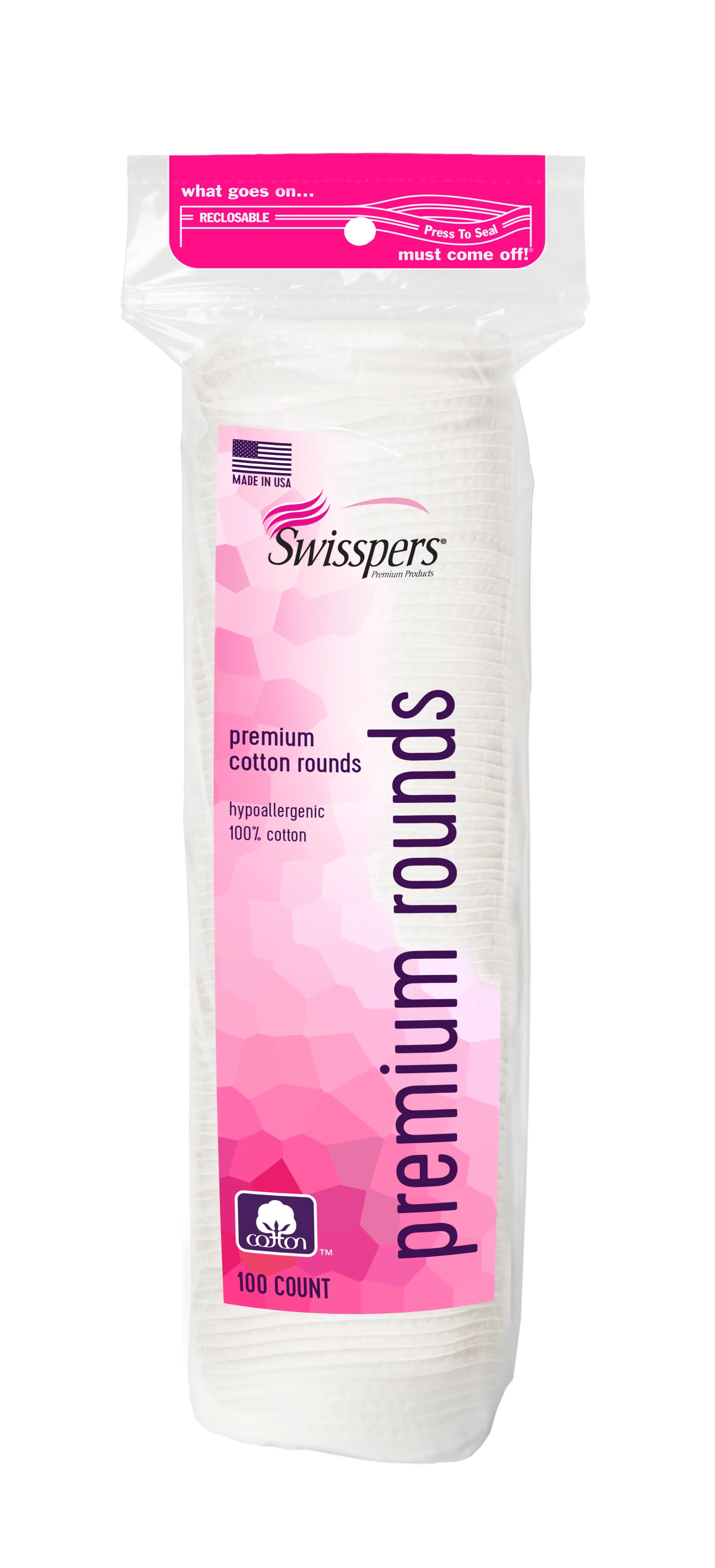 Swisspers Premium Products Hypoallergenic 100% Cotton Rounds, 100 Count - Walmart.com | Walmart (US)