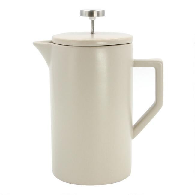 Stone Gray Ceramic and Brushed Silver French Press | World Market